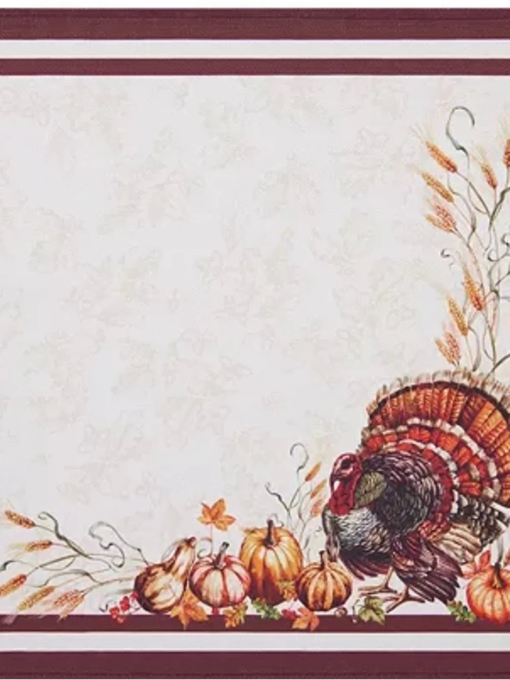 Festive Turkey & Pumpkin Dinner Napkins - Burgundy Border set of 4